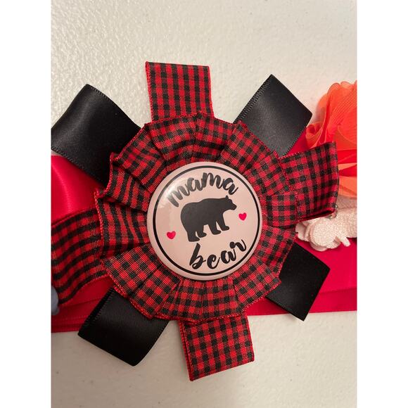 Mama Bear sash mama‎ bear pin and papa bear pin buffalo plaid For Baby Shower - Picture 3 of 3